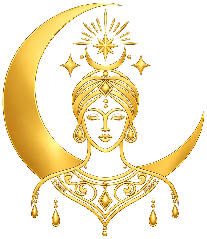 Azahara — woman crowned within a crescent moon